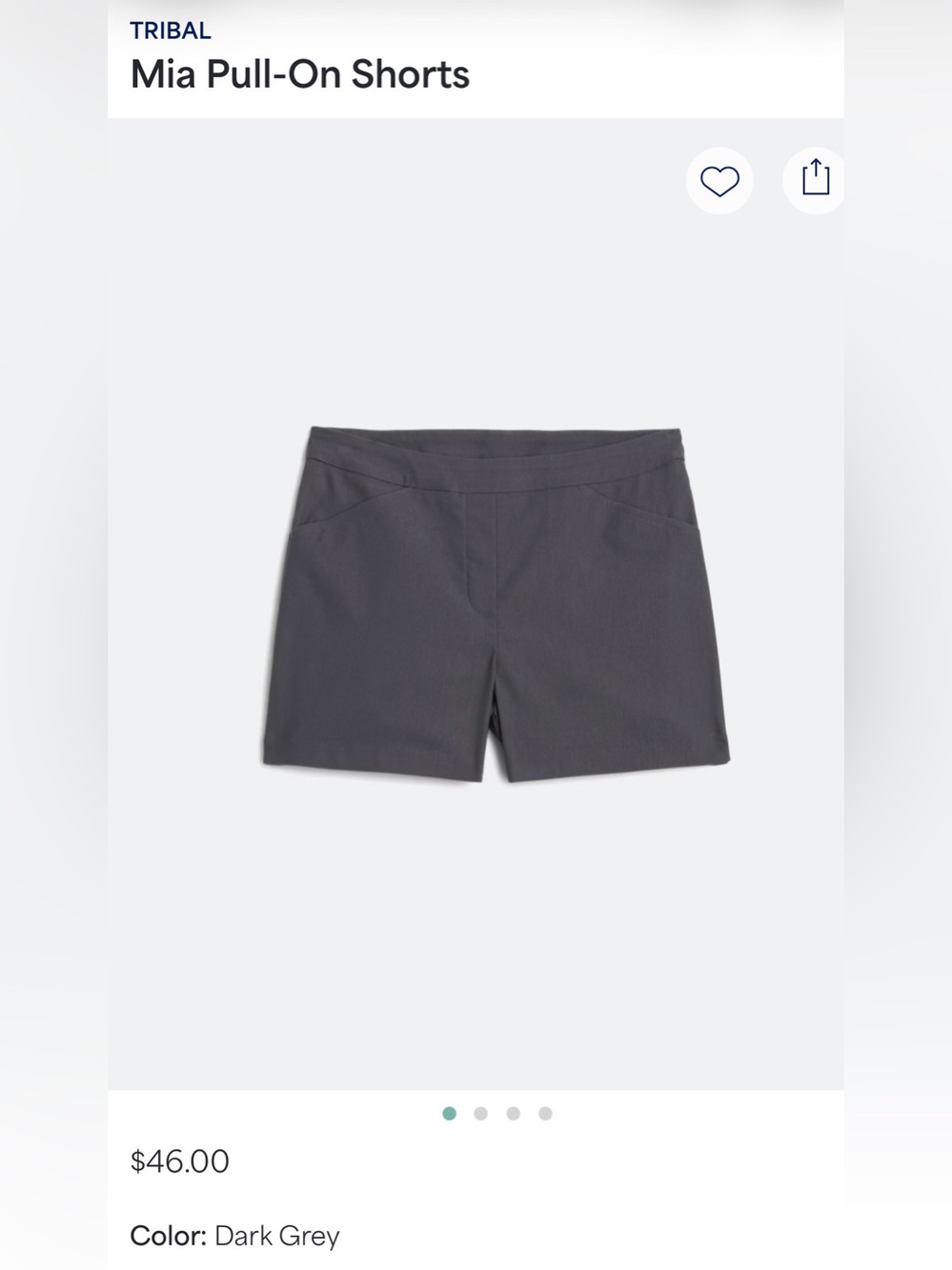 Tribal Mia Pull-On Shorts - Dark Grey